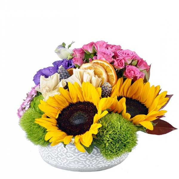  Konyaaltı Çiçek Siparişi -  Ayçiçeği Pembe güller