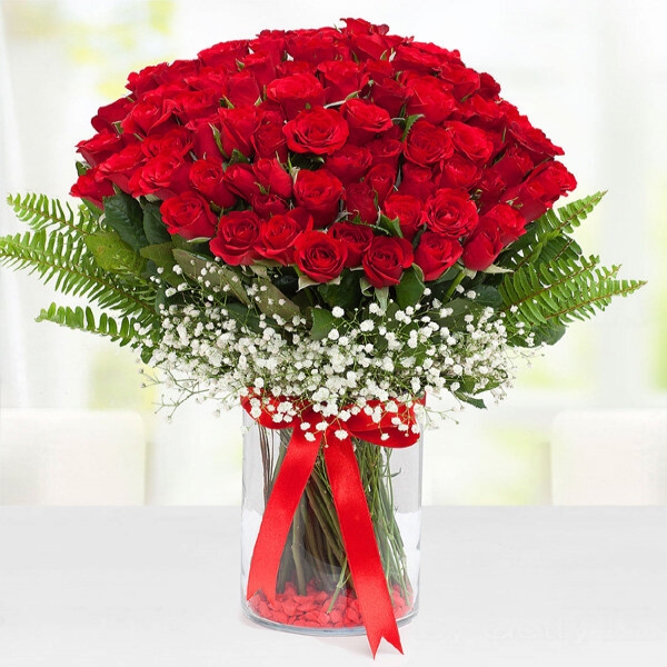  Konyaaltı Çiçek Siparişi - Vazoda 101 Kırmızı Gül