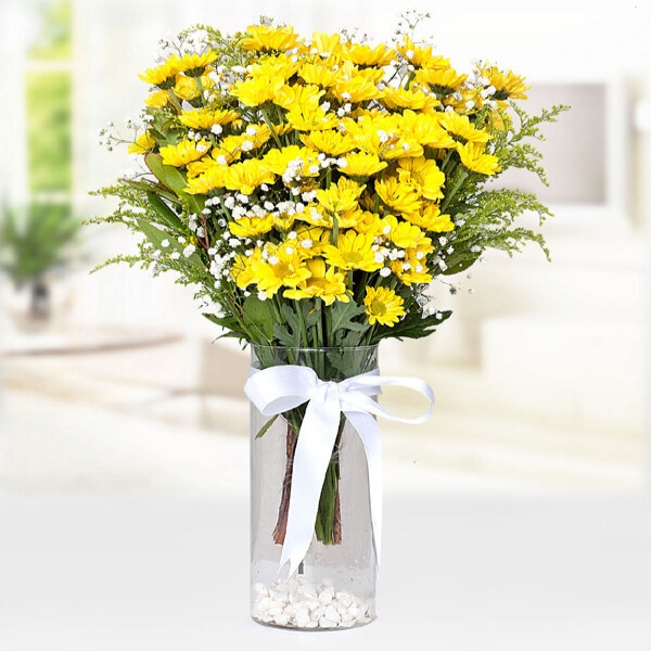  Konyaaltı Çiçek Gönder - Vazoda Sarı Papatyalar