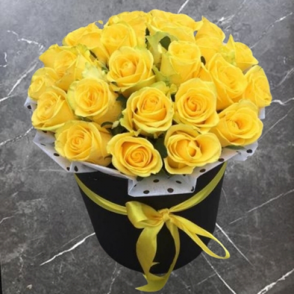 Konyaaltı Çiçekçi - Kutuda 41 Adet Sarı Gül