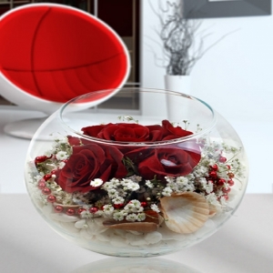  Konyaaltı Çiçekçiler - cam fanusta 5 adet kırmızı gül
